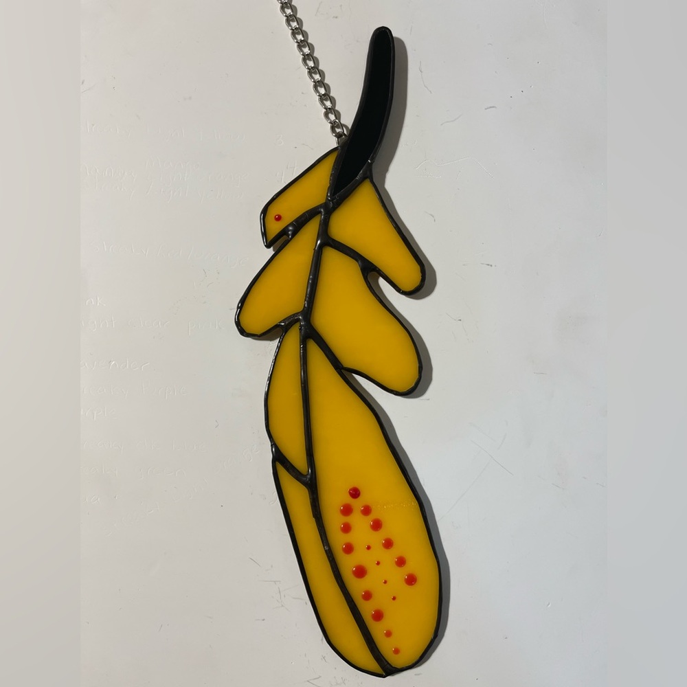 Mango Stained Glass feather suncatcher